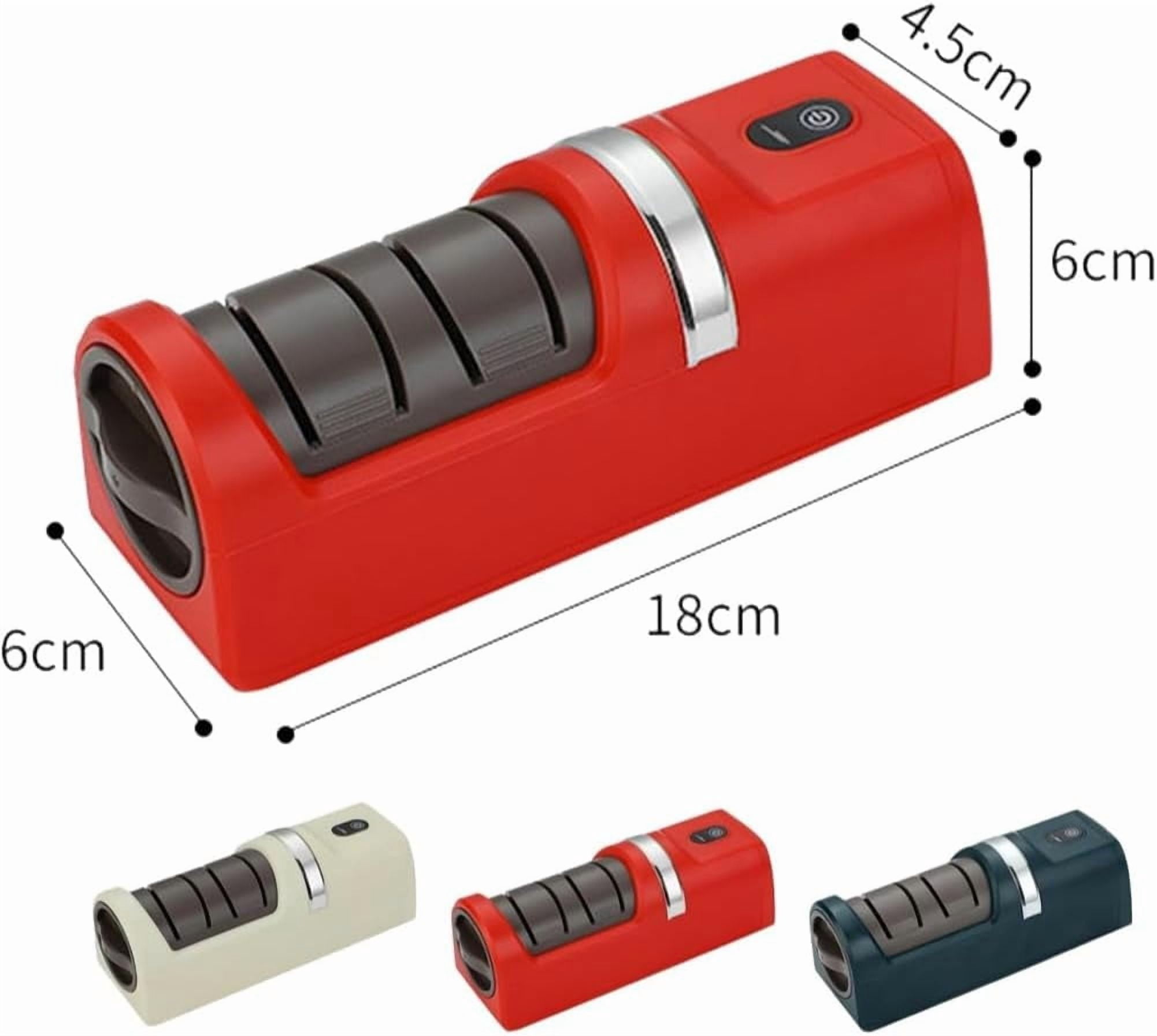 Automatic Kitchen Knife Sharpener, Professional 3-Stage Sharpening with Diamond Abrasive Wheels, Cordless Rechargeable Portable, for Most Household Knives