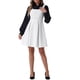 thumbnail image 2 of Vestido A-Line sin mangas de tweed a cuadros para mujeres Inspire Chic L Blanco, 2 of 6