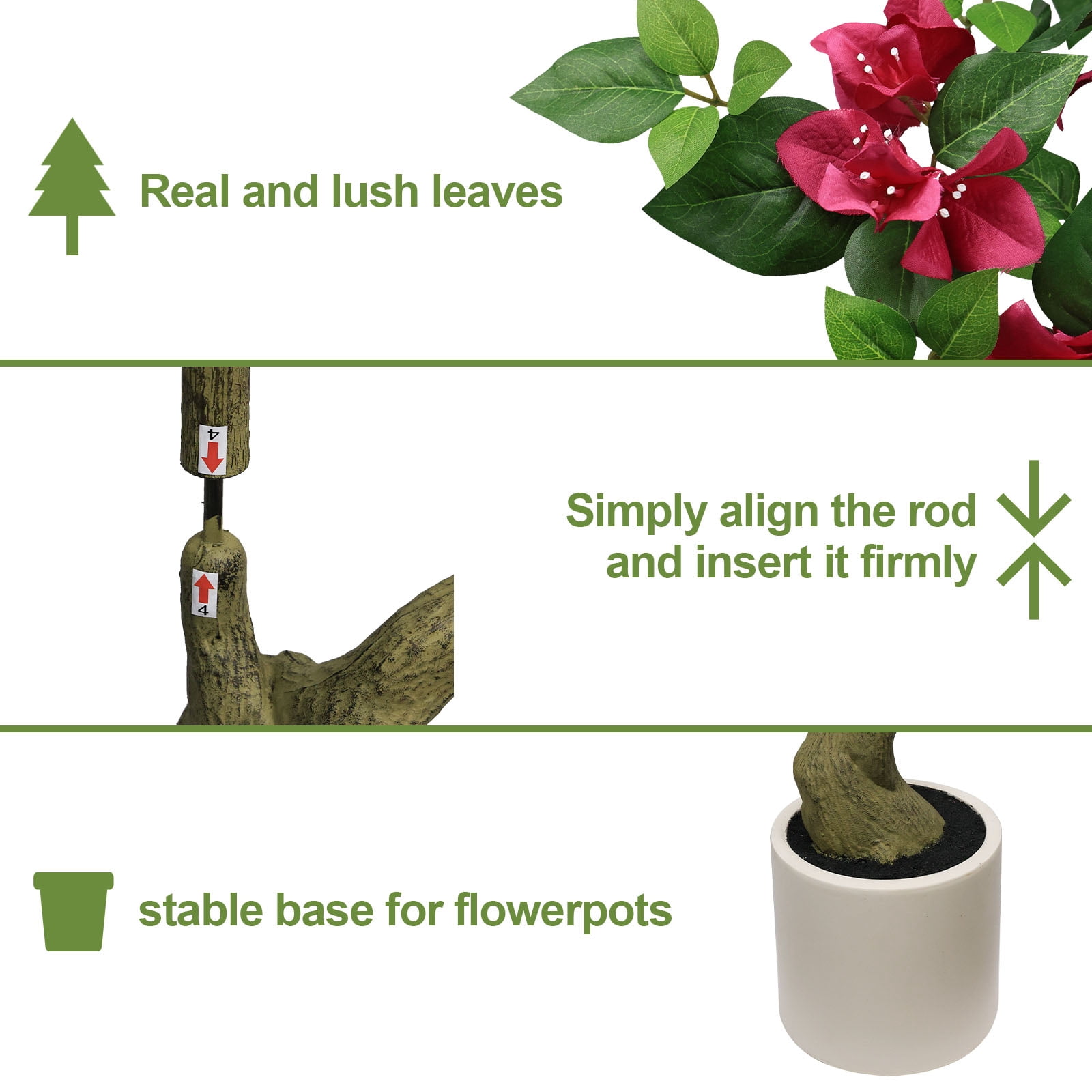 7FT Artificial Bougainvillea Tree with Realistic Rose Red Silk Flowers, Tall Faux Flowering Plant in Pot for Indoor Outdoor Home, Living Room, Porch, Patio Decor