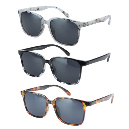 Reading Sunglasses Vintage Square for Men and Women UV400 Protection Outdoor Shades 3 Pack (Marble+Black White+Tortoise, +2.50 Magnification)…