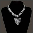 thumbnail image 4 of European and American style, hip-hop style, personality, versatile, men's and women's belts, luxury fashion brand animals, leopard head pendants, diamond-shaped Cuban necklaces, 4 of 6