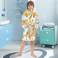 thumbnail image 5 of FORMRS Niños Bathrobe Unisex Hooded Robe Soft Plush Pajamas Sleepwear, Size 10-12T, Orange Watercolor Bees, 5 of 7