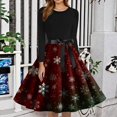 thumbnail image 2 of Women's Fashion Round Neck Slim-Fit Christmas Print Long-Sleeved Dress, Holiday Print, Retro Style, Party Wear, Casual Dress, Comfort Fit, Festive,Wine,M, 2 of 6