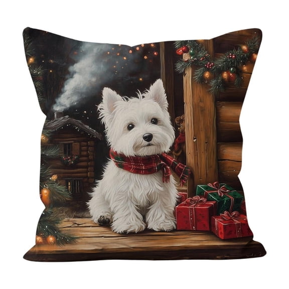 Christmas Pillow Cover 18x18in – Holiday Linen Cushion Cover for Sofa, Bed, or Chair, Washable Polyester Christmas Home Decoration