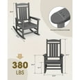 thumbnail image 5 of KINGYES HDPE Rocking Chairs Outdoor, Patio Rocking Chairs for Deck Lawn Yard, Grey, 5 of 9