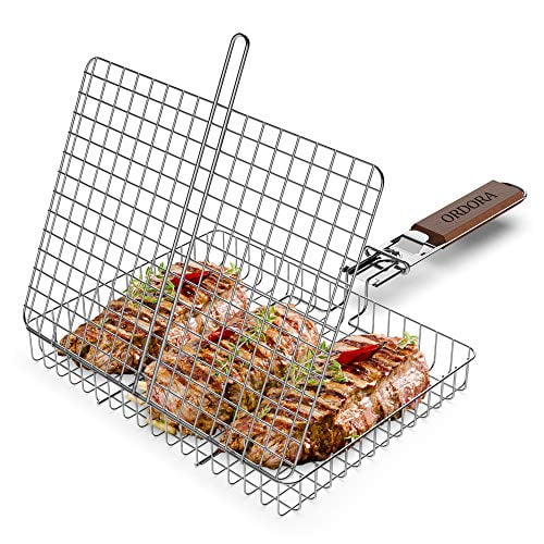 Portable BBQ Grill Basket for Outdoor Grill Foldable Barbeque Fish Grill Basket 