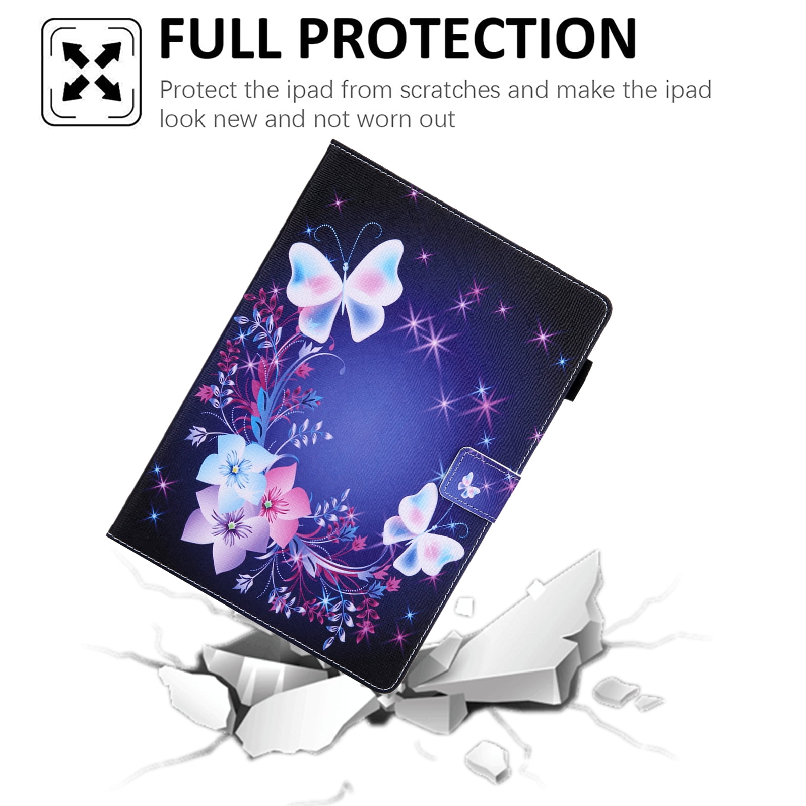 Allytechgroup 2024 iPad Pro 11" M4 Flip Case Cover - Premium Shockproof Stand with Pencil Holder Auto Sleep/Wake Function Protective Bumper Case for Apple iPad Pro 11 Inch M4 2024, Purple Butterfly