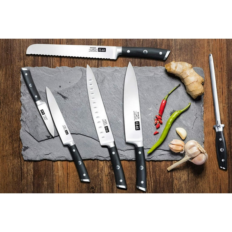 hecef Kitchen Knife Set with Mini Knife Sharpener, 3 PCS Professional  Knives Set for Kitchen, Professional Knives Set Full Tang with Gift Box for