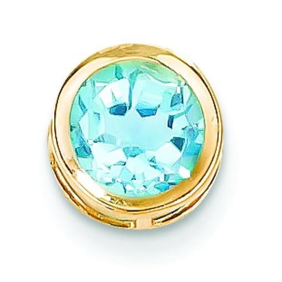 14K Gold 7mm Blue Topaz Slide Pendant Jewelry New