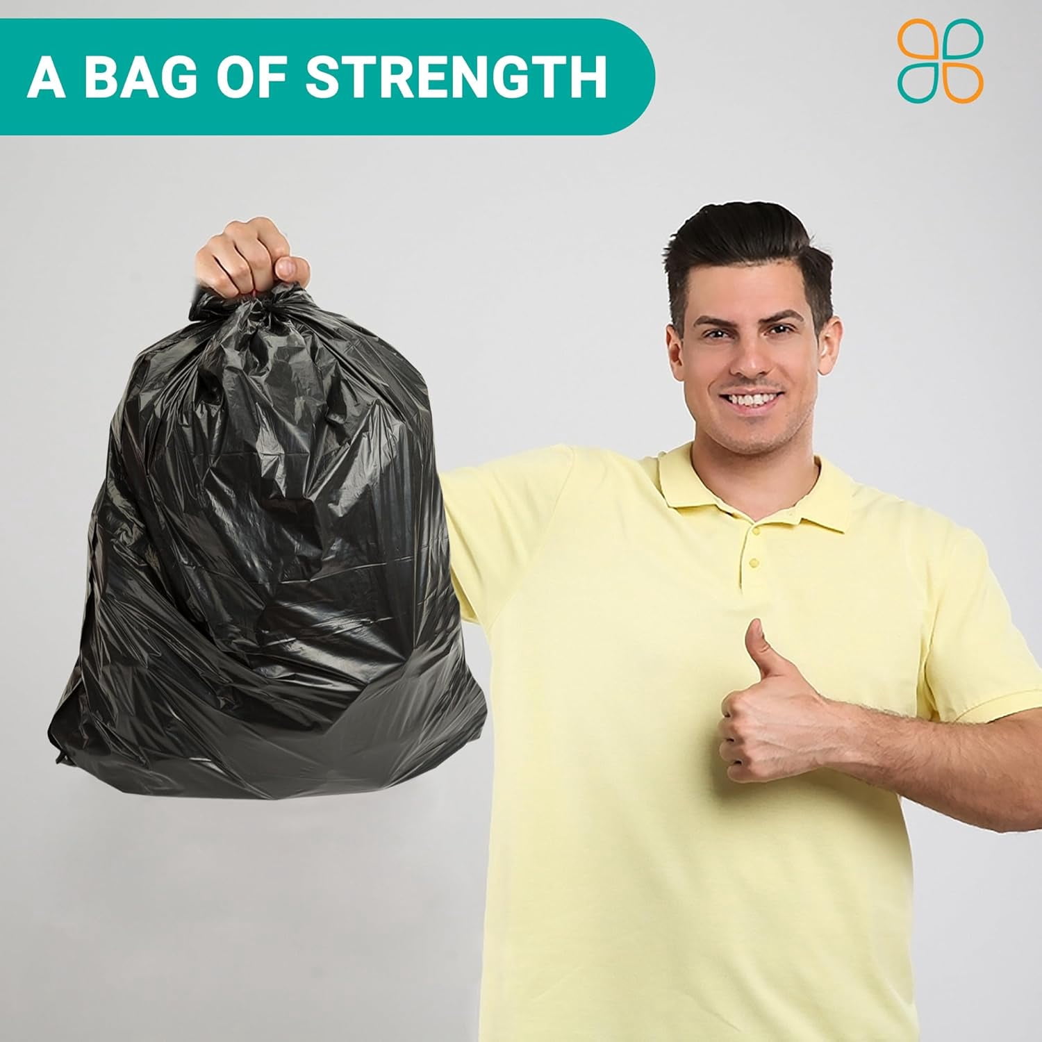 PlasticMill 20-30 Gallon, High Density, Black, 8 Micron, 30x37, 500 Bags/Case, Garbage Bags / Trash Can Liners.
