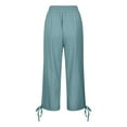thumbnail image 5 of Zylarhe Women Linen Pants Women's Casual Linen Pants Summer Lightweight Elastic Waist Drawstring Cropped Trousers Loose Fit Beach Capris with Pockets Comfortable Breathable Stylish, 5 of 5