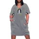 thumbnail image 1 of Vestido de bolsillo suelto con marco de flores de cjillo de indias blanco y negro vestidos casuales ropa, 1 of 6