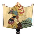 thumbnail image 3 of HATIART Hooded Blanket Boho Peacock Bird Throw Blanket 56x80 inch, 3 of 3
