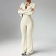 thumbnail image 5 of Women 2 Piece Outfits Tracksuit Set Long Sleeve Zipper Yoga Jacket and Flare Pants Workout Set With Pockets, 5 of 5