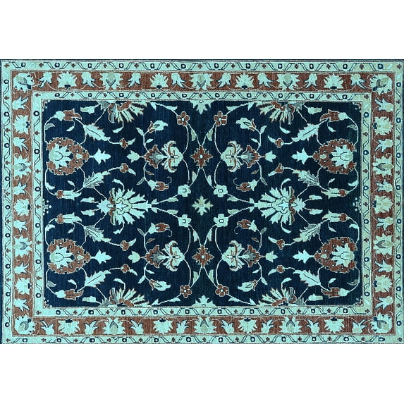 Ahgly Company Indoor Rectangle Oriental Light Blue Traditional Area Rugs, 7' x 10'