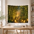 thumbnail image 5 of Bamboo Forest With Stone Pathway and Glowing Lanterns, Serene Fantasy for Nature Lovers, Mystical Forest Art, Housewarming Gift, Tapestry Wall Hanging for Living Room and Bedroom, 5 of 7
