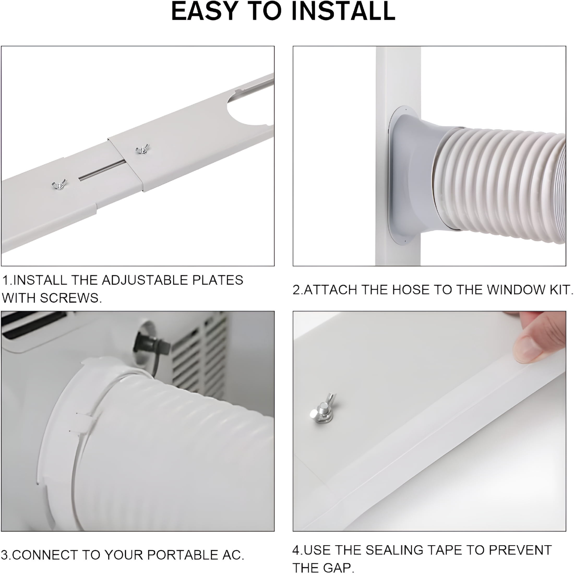 ARLAJO Portable Air Conditioner Window Vent Kit,Adjustable Window Seal with 5.9 Inch Diameter,59 Inch Length Exhaust Hose,Universal for Sliding Horizontal Or Vertical Window
