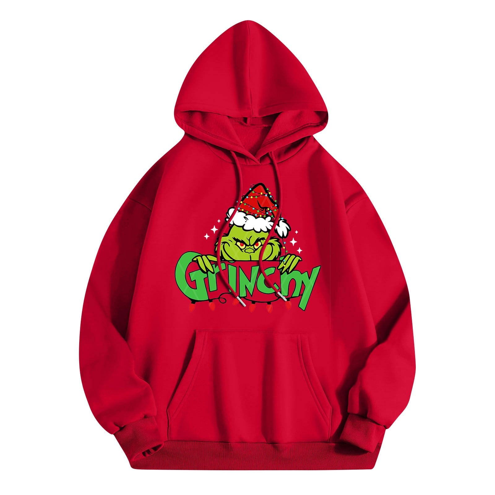 Christmas Grinch Sweatshirt for Women, Grinch Graphic Casual Hoodie  Pullover, Long Sleeve Oversized Loose Fit Ugly Christmas Sweaters with  Kangaroo