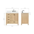 thumbnail image 3 of ARIEL CAMBRIDGE 37 Inch Single Rectangular Sink Bathroom Vanity With Pure White Quartz Countertop 1.5 Inch Edge In Oak, 3 of 7