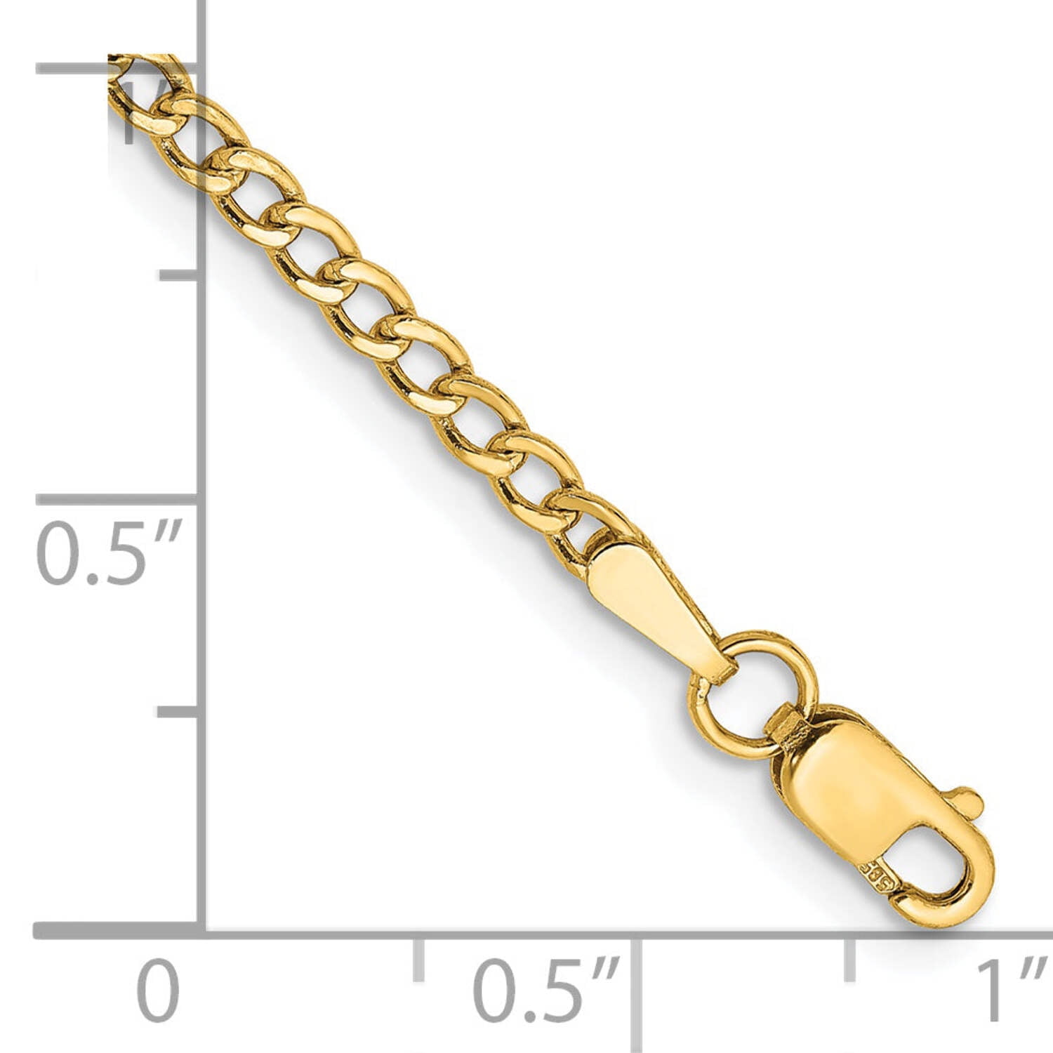 Primal Gold 14 Karat Yellow Gold 2.5mm Semi-Solid Curb Chain Anklet