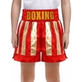 thumbnail image 3 of Hansber Kids Boys Sparkle Boxing Trunks Kickboxing Fight Match Muay Thai Training Boxer Shorts Red Gold 12, 3 of 6