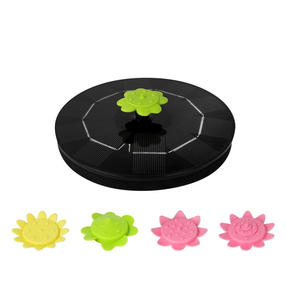 5V 3W Solar Fountain with 5 Flower-Shaped Nozzles, 4 Black Nozzles, Solar Bird Bath Floating Fountain, Freestanding Outdoor Fountain with Brushless Water Pump for Pools, Ponds, Gardens, and Patios