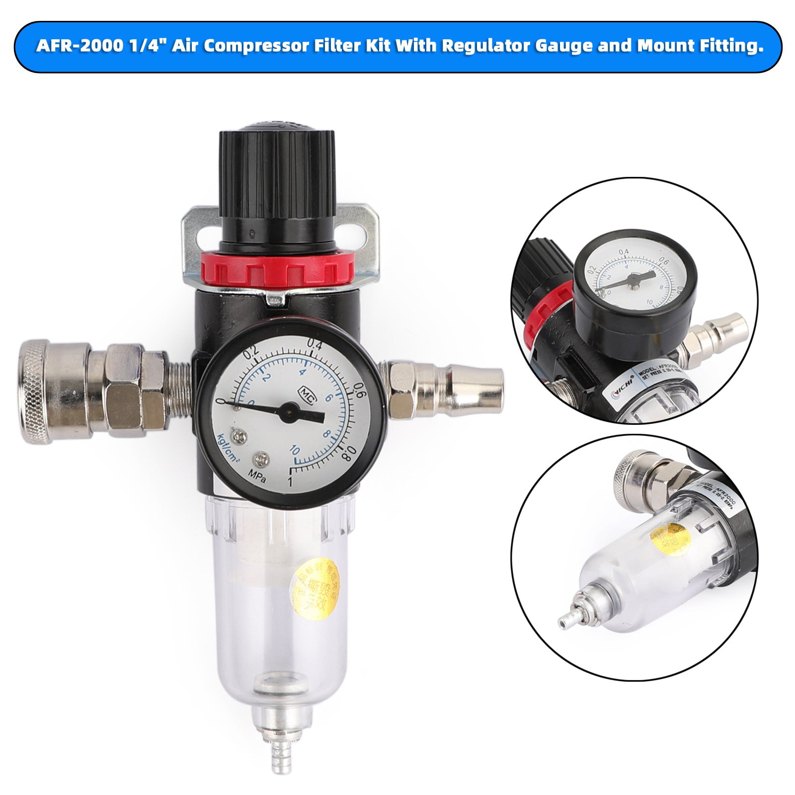 AFR-2000 1/4''BSP Air Compressor Filter Set Oil Water Separator Regulator Gauge 