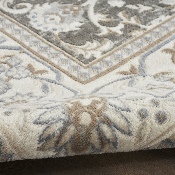 HomeRoots 553199 5 x 7 ft. Grey Floral Distressed Rectangle Area Rug