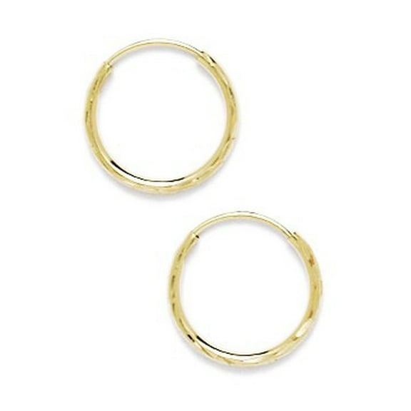 14k Yellow Gold 12mm Round Hoop Earrings