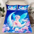 thumbnail image 2 of Manfei Cute Elf Princess Twin Sheet Sets,Kawaii Flowers Floral Twin Fitted Sheet,Pink Blue Flat Sheet For Girls Kids,Microfiber Bedroom Decor,3pcs, 2 of 7