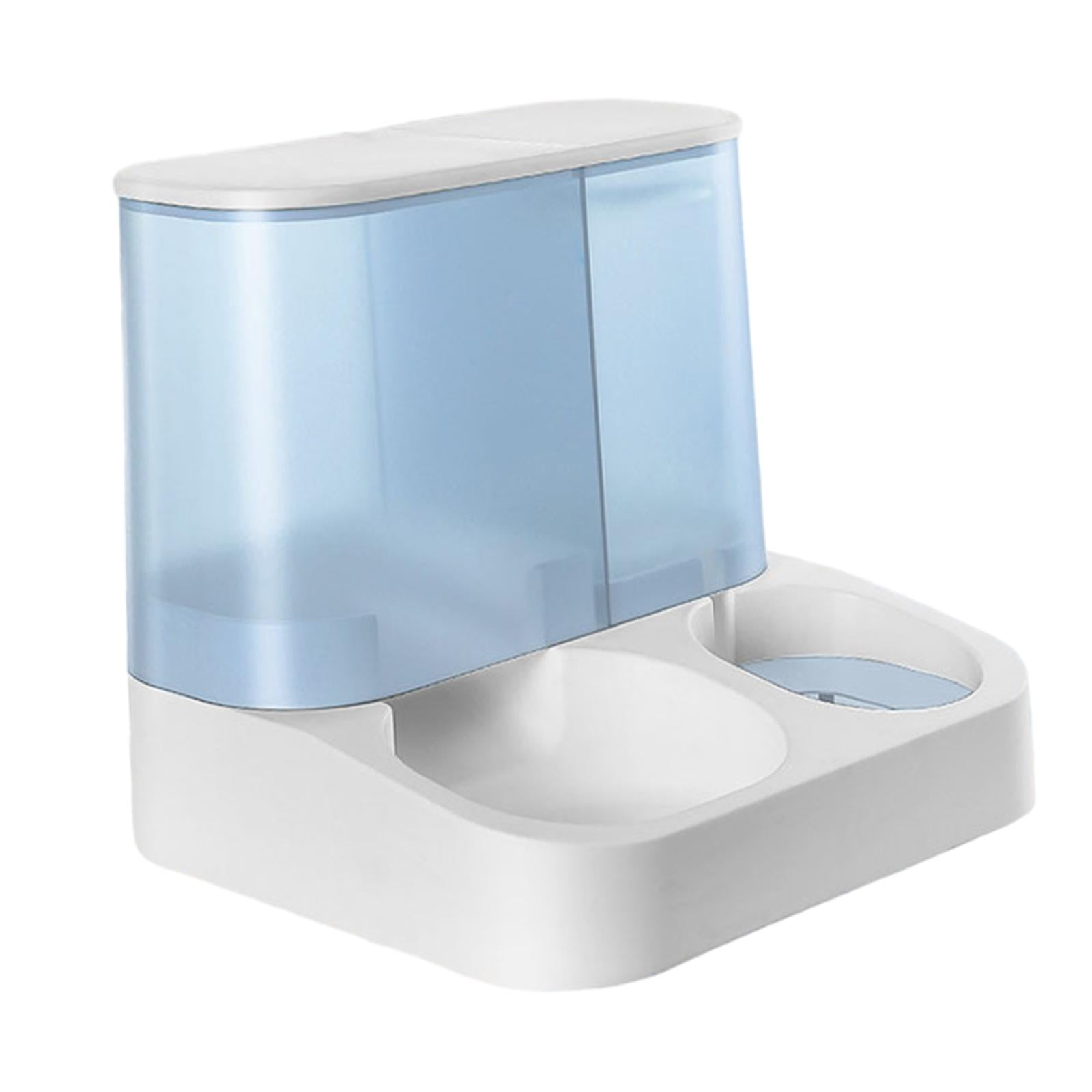 2 in 1 Design Pet Food and Water Dispenser, Automatic Feeder, Cat Food and Water Dispenser for Rabbit Kitten Cat, Easy to Refill Blue