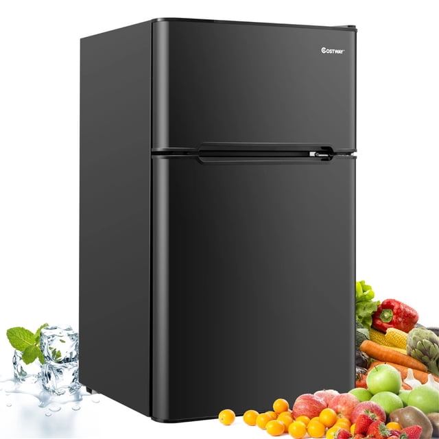 Frigorífico Compacto Costway Mini Nevera 90 L Congelador Separado Negro