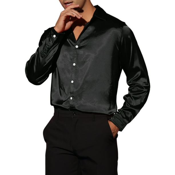 Unique Bargains Chemise de Soirée en Satin à Manches Longues pour