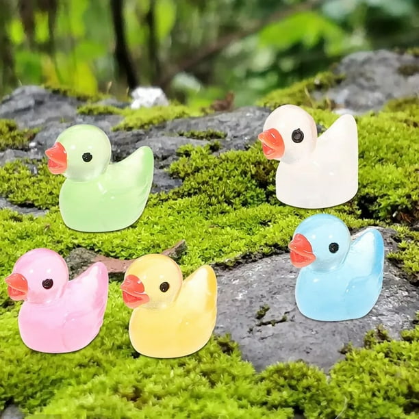 Bgsha 100 Pcs Canard en Résine Mini Lumineux Petit Petit Canard en Caoutchouc Figurines en Résine pour Maison de Poupée Déco d'Aquarium Jouets de Paysage de Jardin Féerique