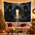 thumbnail image 3 of Ornate Iron Gate in Foggy Forest with Moonlit Sky, Eerie Gothic for Dark Art Lovers, Mystical Atmospheric Decor Halloween Gift Tapestry Wall Hanging for Bedroom and Living Room, 3 of 6