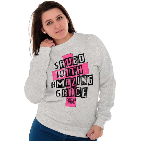 Saved Amazing Grace Christian Sweatshirt for Men or Women Brisco Brands S
