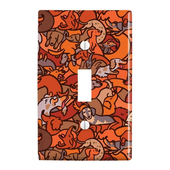 Too Many Dachshunds Wiener Dog Pattern Plastic Wall Decor Toggle Light Switch Plate Cover