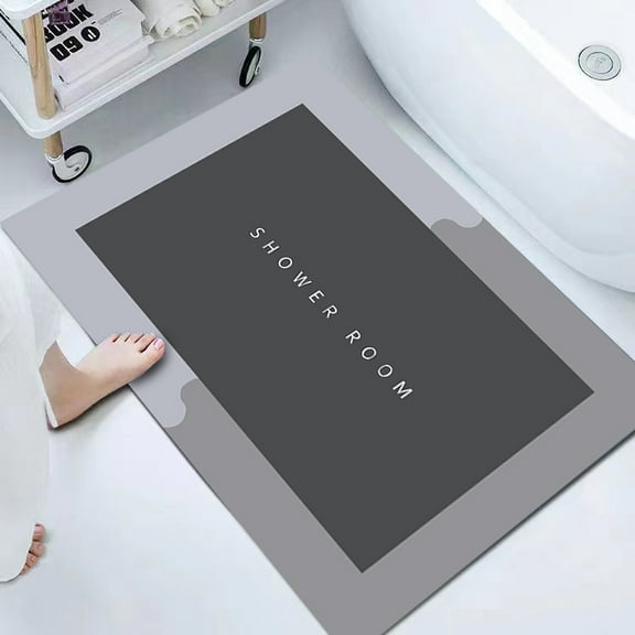 Bath Mat,Quick-Drying Thin Bathroom Mat Non-Slip Stain Resistant Bathroom Rug Kitchen Living Room Floor Mat Easy to Clean Shower Rug for Bathtub,16"x24"