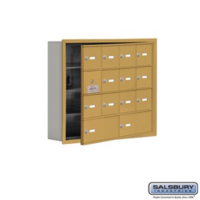 SalsburyIndustries 19145-14GRK Cell Phone Storage Locker With Front Access Panel - 4 Door High Unit, Gold