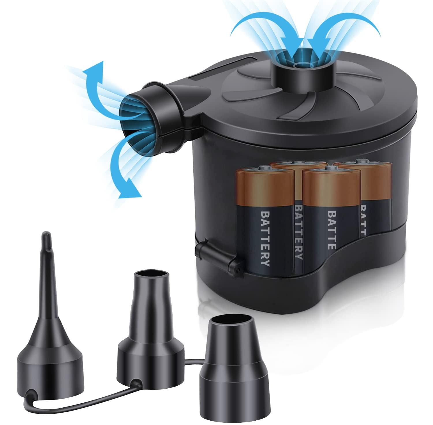 Mini Draagbare Luchtcompressor – USB-oplaadbaar, 1200 MAh, 30W, 200 L/min, Inclusief 5 Ventieladapters, Oplaadzak En LED-verlichting, Voor Luchtbedden En Zwembandjes