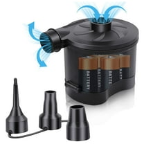 Battery Powered Blower for Inflatables, Quick Fill Electric Air Pump with 3 Nozzles, Portable for Mattress, Pool Floats, Camping, Outdoor Gear, Black