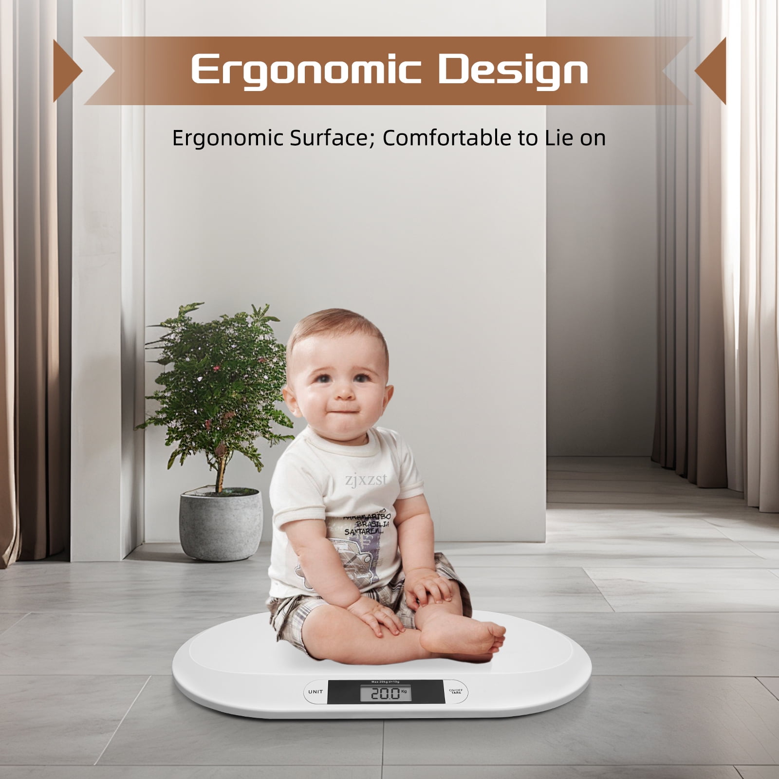 44lbs Baby Weighing Scale with Tare Function Three Units (kg/pounds/stones) LCD Display