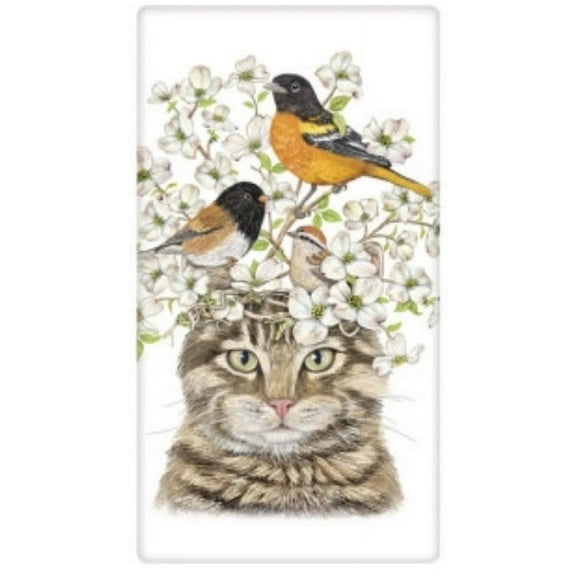 Mary Lake Thompson Cat Dogwood Flour Sack Kitchen Dish Towel