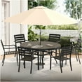 thumbnail image 7 of JERFIT 48 Inch Round Outdoor Dining Table for 6, Black Steel Patio Table with Umbrella Hole, All-Weather Garden Backyard Deck Lawn Furniture, 7 of 7