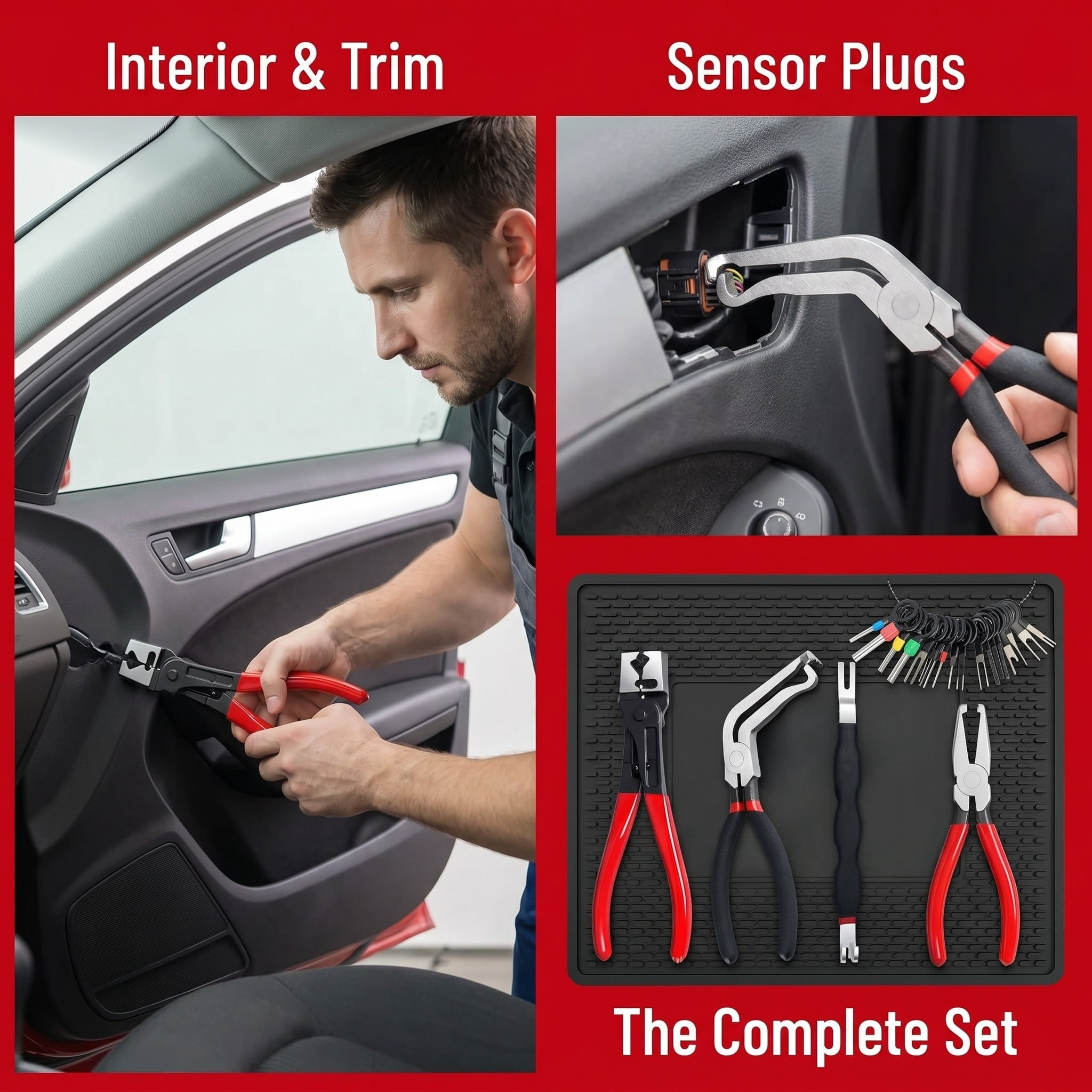 5pcs Electrical Disconnect Pliers and Connector Separator Tool for Cars, with Hose Clamp Pliers and Terminal Pin Removal Tool Set