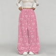 thumbnail image 6 of Womens Sweatpants Fuzzy Plush Heart Print Elastic Waist Cozy Lounge Wide Leg Sweatpants Women Light Blue L, 6 of 8