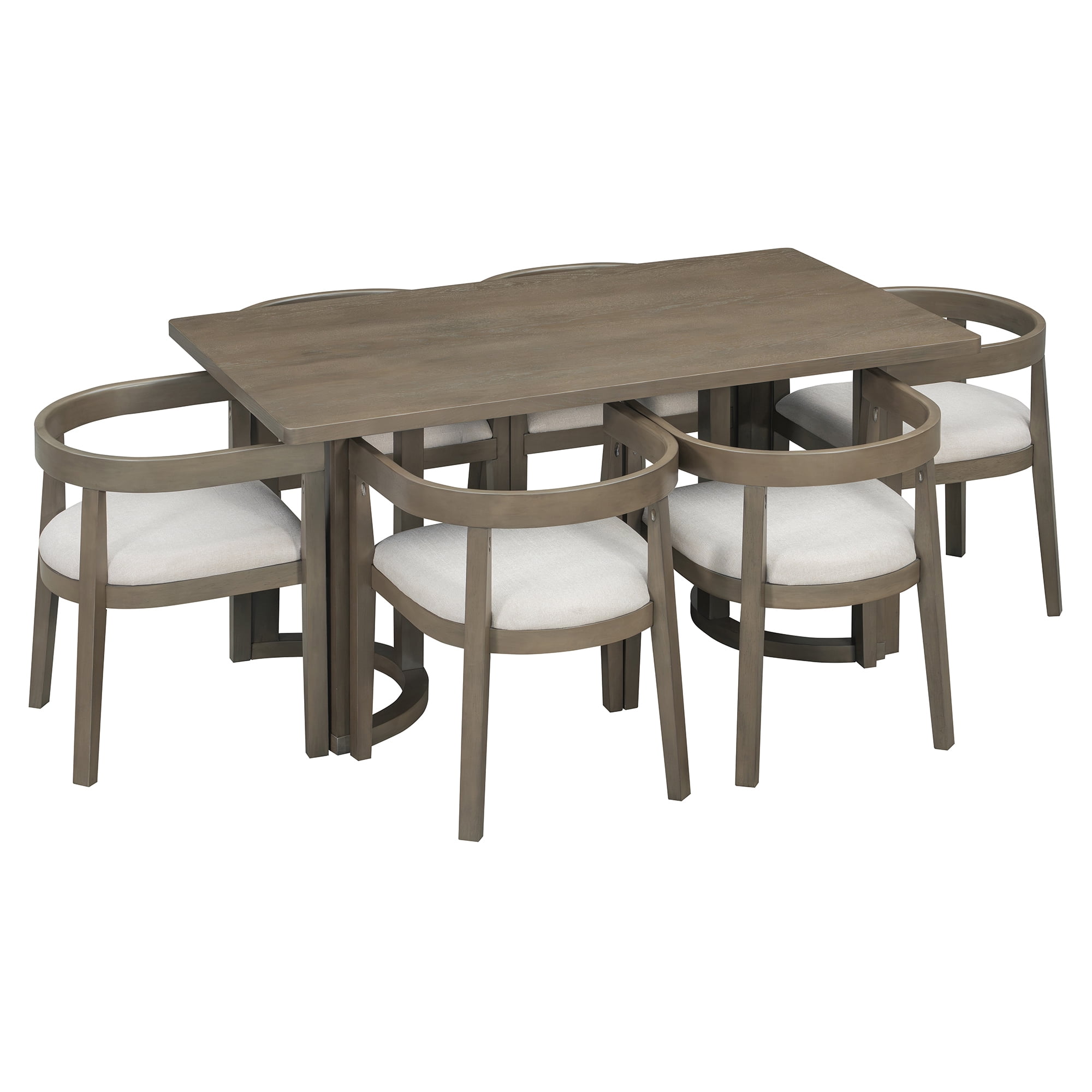 Euroco 7 Piece Dining Table Set for 6, Kitchen Dining Room Furniture with 6 Upholstered Curved Back Chairs, 59" Rectangular Kitchen Table Set for Apartment Small Space,Espresso