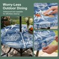 thumbnail image 5 of Round Outdoor Tablecloth with Umbrella Hole and Zipper, Navy Blue Coastal Tablecloth with Elastic Waterproof, Nautical Coral Starfish Shell Octopus Sea Patio Table Covers for 31" - 35" Pool Tables, 5 of 9