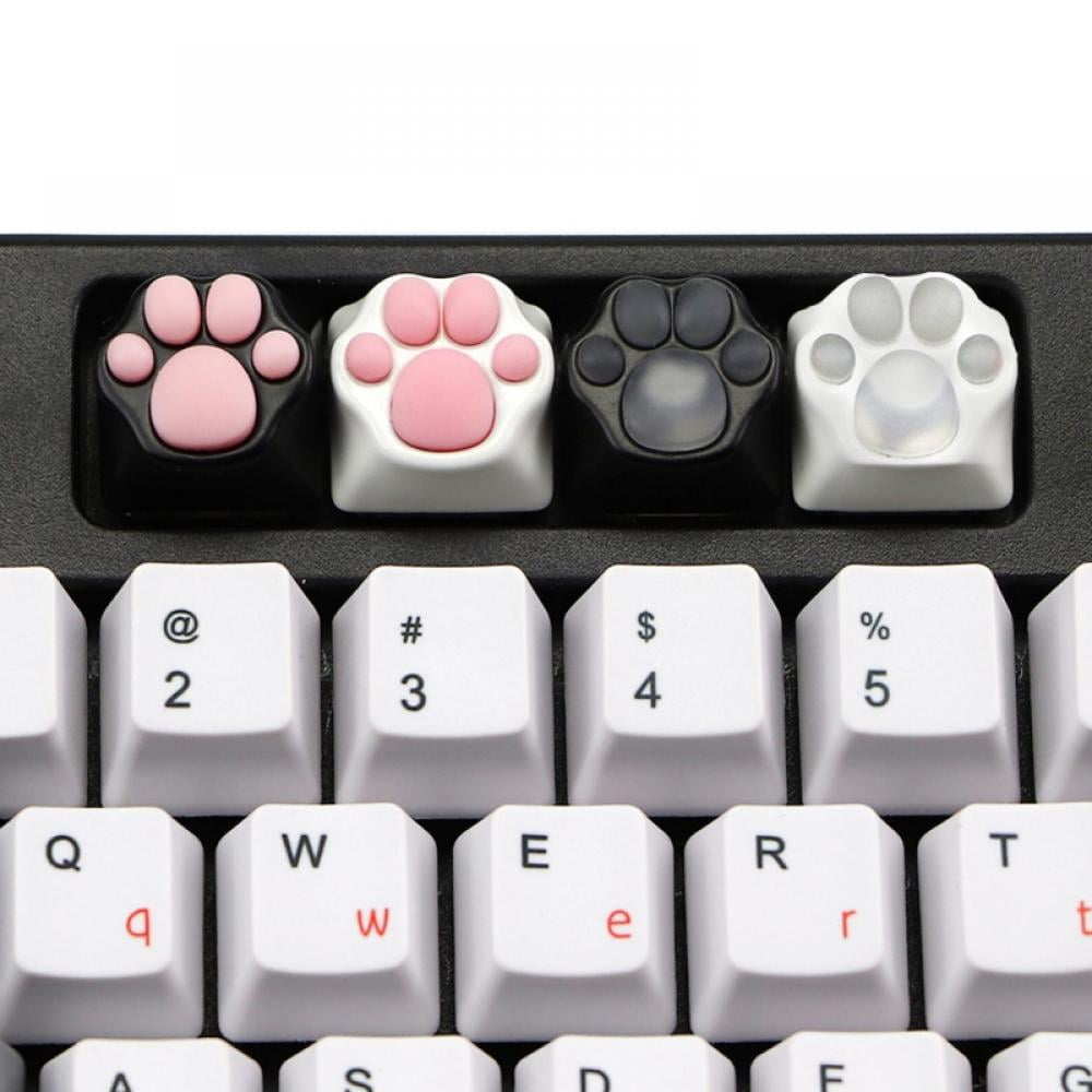 Metal Keycap Cat Claw Cat Palm Novelty Keycaps for Cherry MX Mechanical Keyboard White Base Pink Claw 