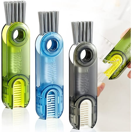 

3 in 1 Multifunctional Cleaning Brush Tiny Bottle Cup Lid Detail Brush Straw Cleaner Tools Cup Lid Crevice Cleaning Brush Water Bottle Cleaning Brush for Deep Detail Cleaning